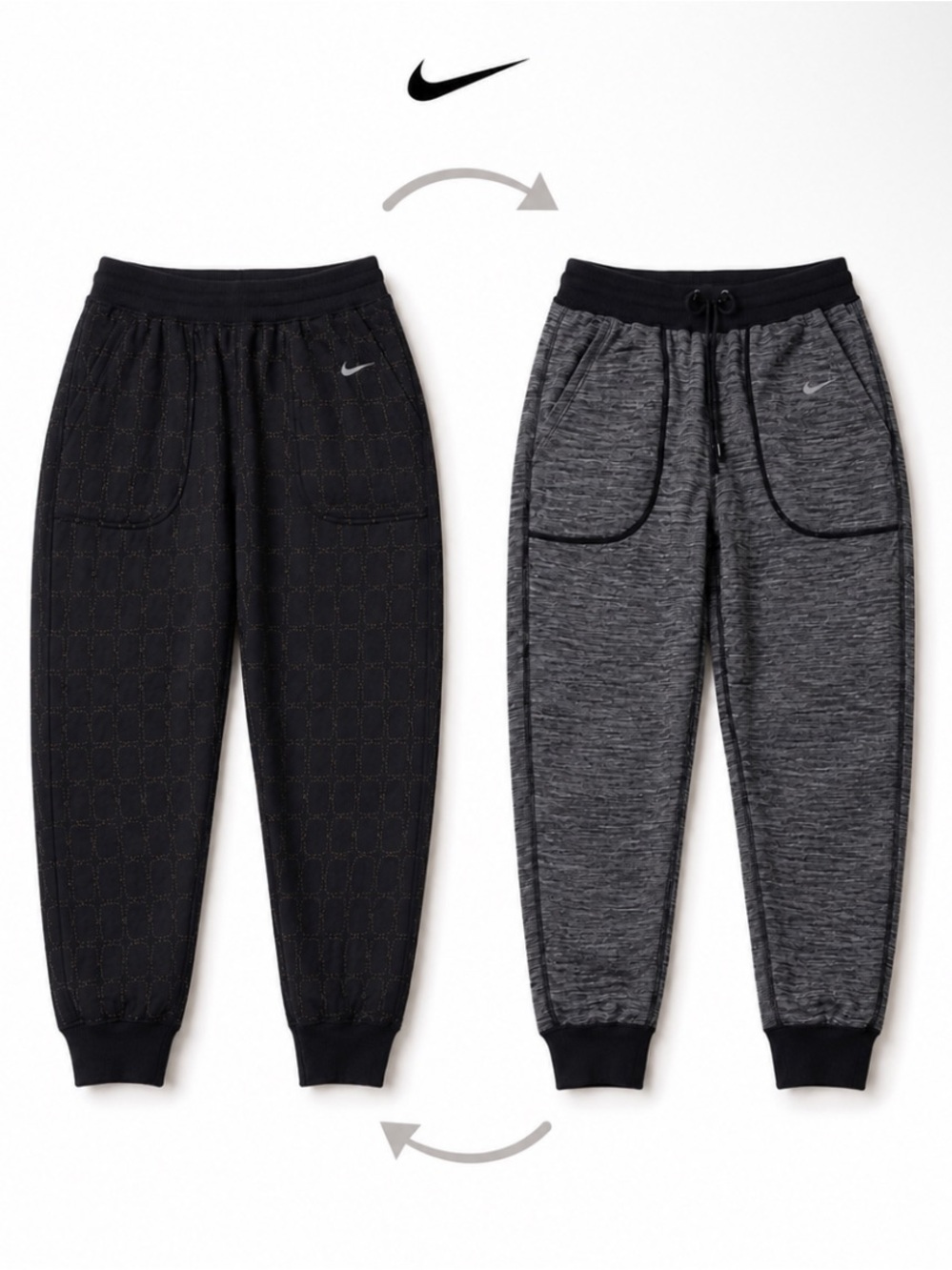 Nike Yoga Therma-FIT Reversible Joggers Women’s Size S Black Grid Sweatpants